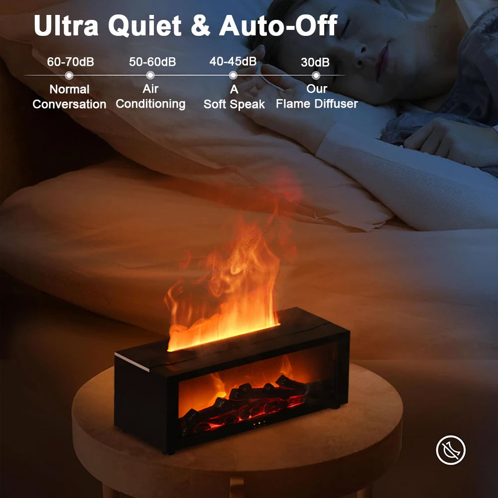 Luftbefeuchter & Aroma-Diffuser mit Flammen-Effekt, LED-Licht und Fernbedienung