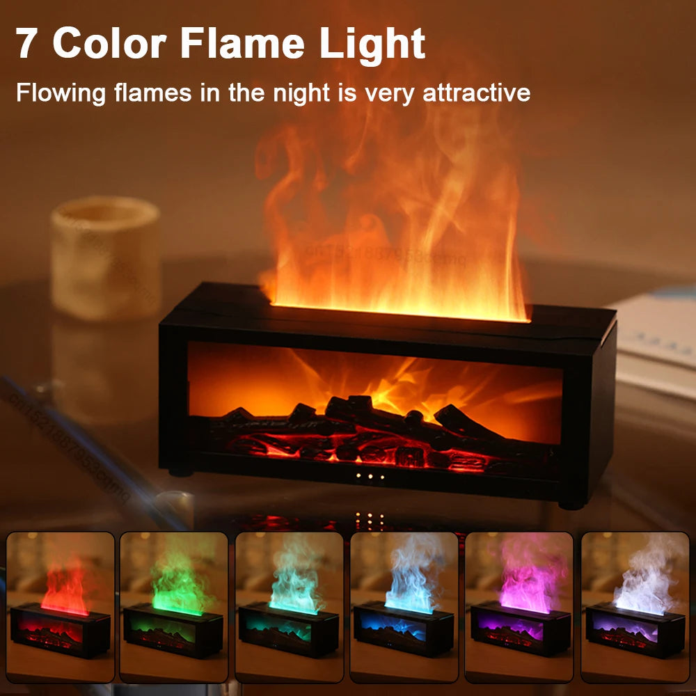 Luftbefeuchter & Aroma-Diffuser mit Flammen-Effekt, LED-Licht und Fernbedienung