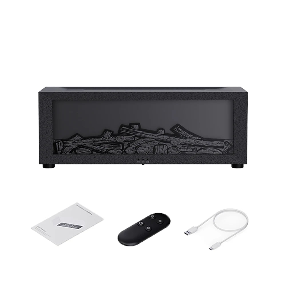 Luftbefeuchter & Aroma-Diffuser mit Flammen-Effekt, LED-Licht und Fernbedienung